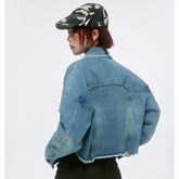 Unisex Jacket Retro Washed Denim Jacket Baggy Coat